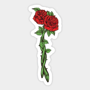 Two Red Roses Intertwined Sticker